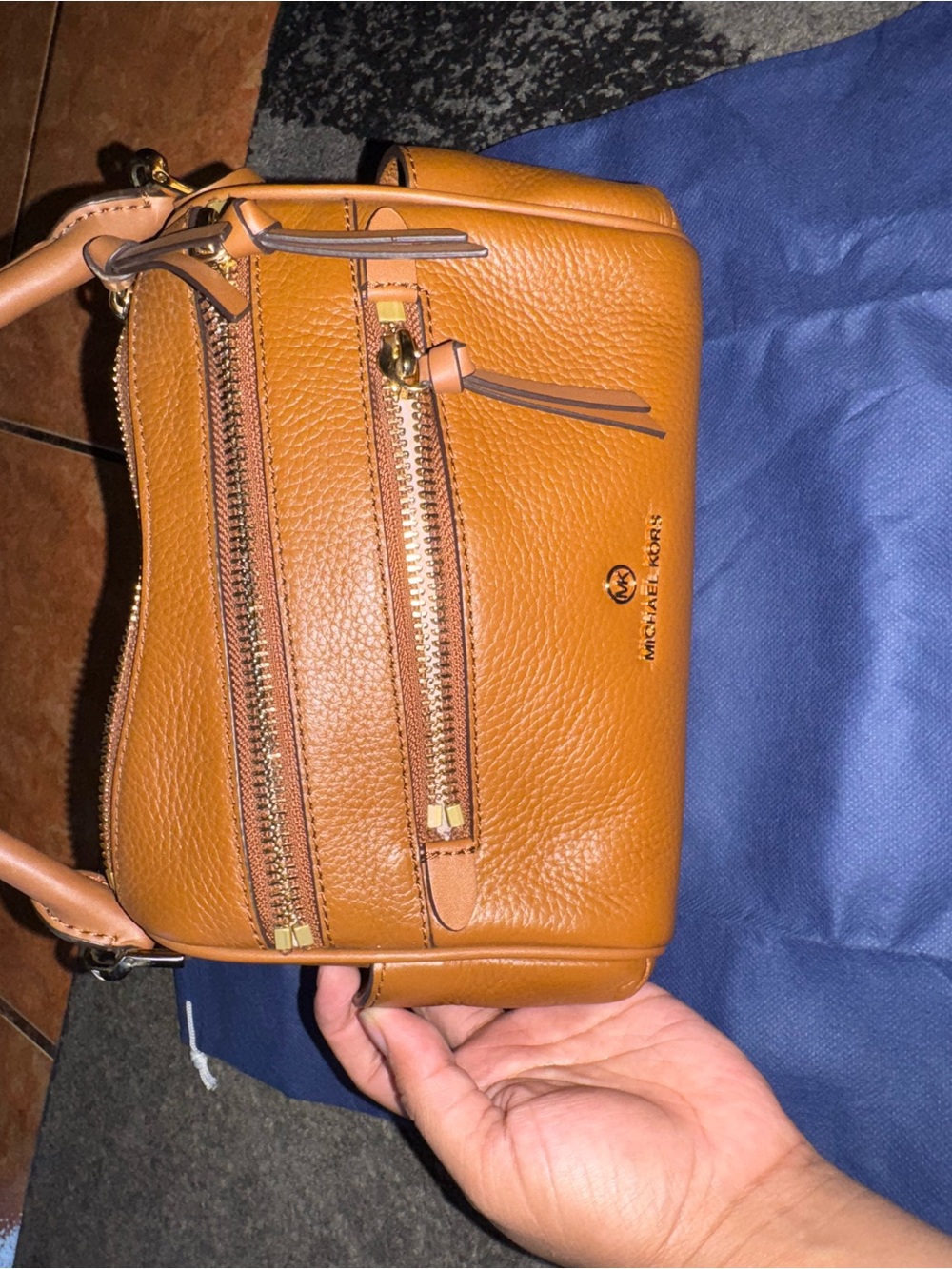 Michael Kors Tan Pebbled Leather Mini Crossbody